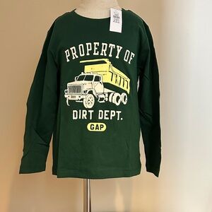 GAP Forest Green Long Sleeve Tee with Yellow Truck Graphic
